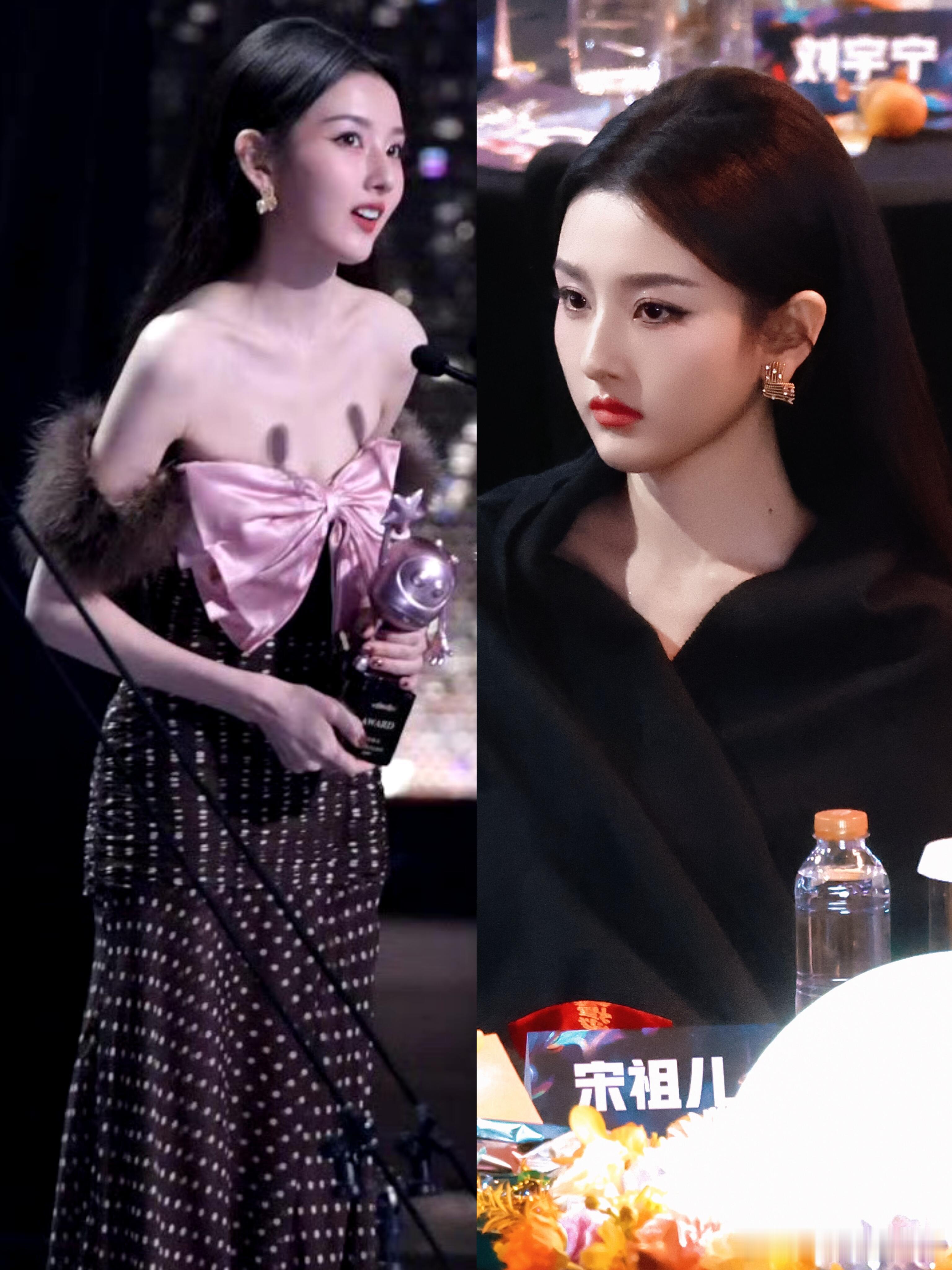 宋祖儿内场领奖换了华伦天奴这套26早春度假系列，很美！尖叫之夜内场