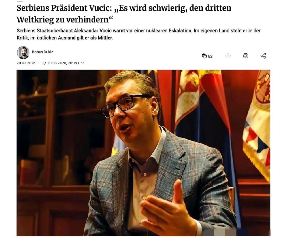 塞尔维亚总统武契奇，扔了一句实话。他说，第三次世界大战，可能已经没人能拦得住了