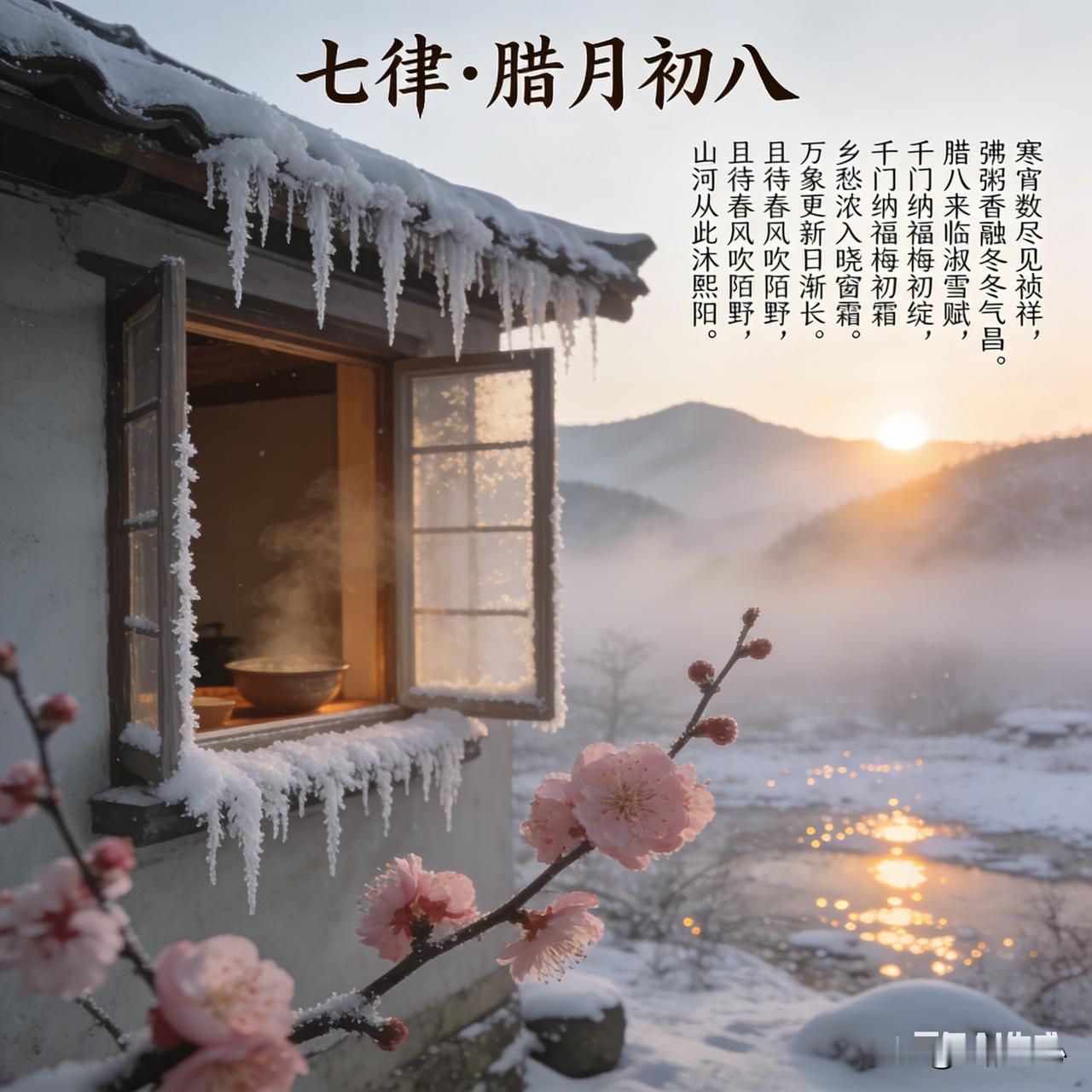 巜七律*腊月初八》乐韵诗心原创诗词:寒宵数尽见祯祥，腊八来临淑气昌。佛粥香