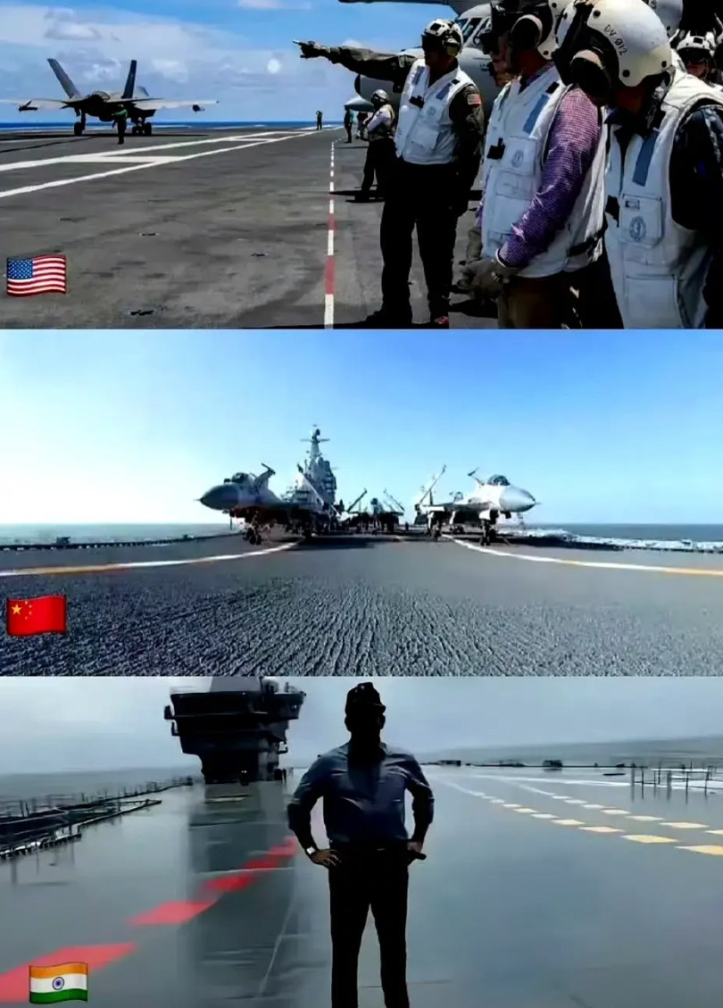 事实证明中美航母的做工都不如印度航母，并且差距非常明显印度航母可以在上面滑冰，