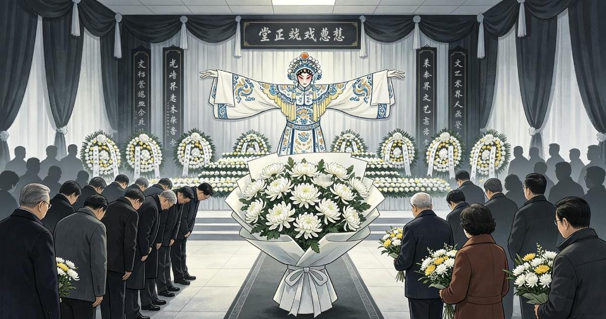 一个京剧演员走了，八宝山排起长队。外地戏迷自发赶来，名家放下手里的事到场，濮存昕、殷秀梅也来了。一个