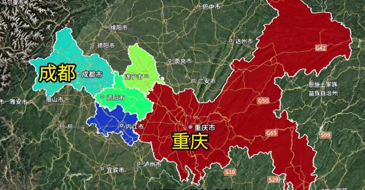 同样都是两大城市之间夹缝中生存的城市，遂宁和内江在不断增长，而资阳自从简阳划给成