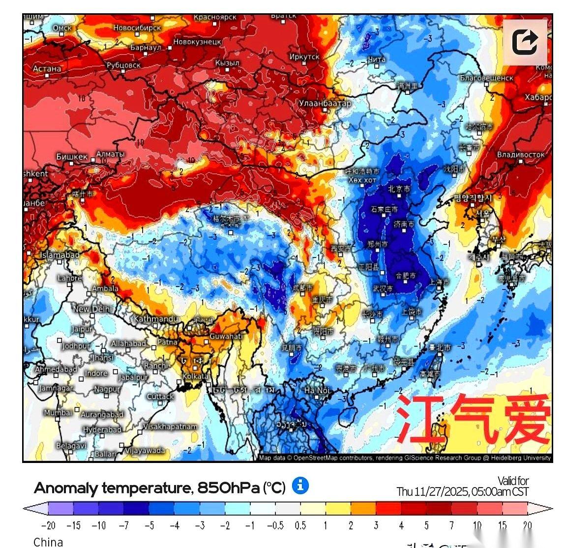 冷空气憋着一股子蛮劲儿，铁了心就要往东边跑。结果那个叫“水汽”的兄弟，死活不给