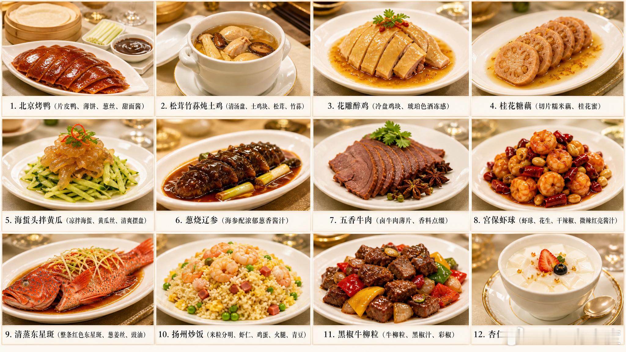 虽然没机会参加，但咱也可以看看吃的什么菜，长什么样。