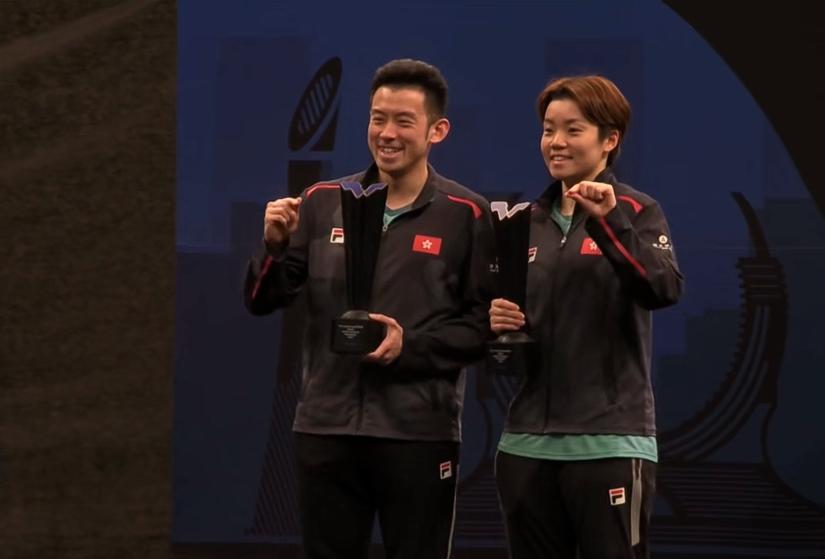 恭喜港队拿下多哈球星挑战赛混双冠军！大圣在机场又可以装上了~港队这么