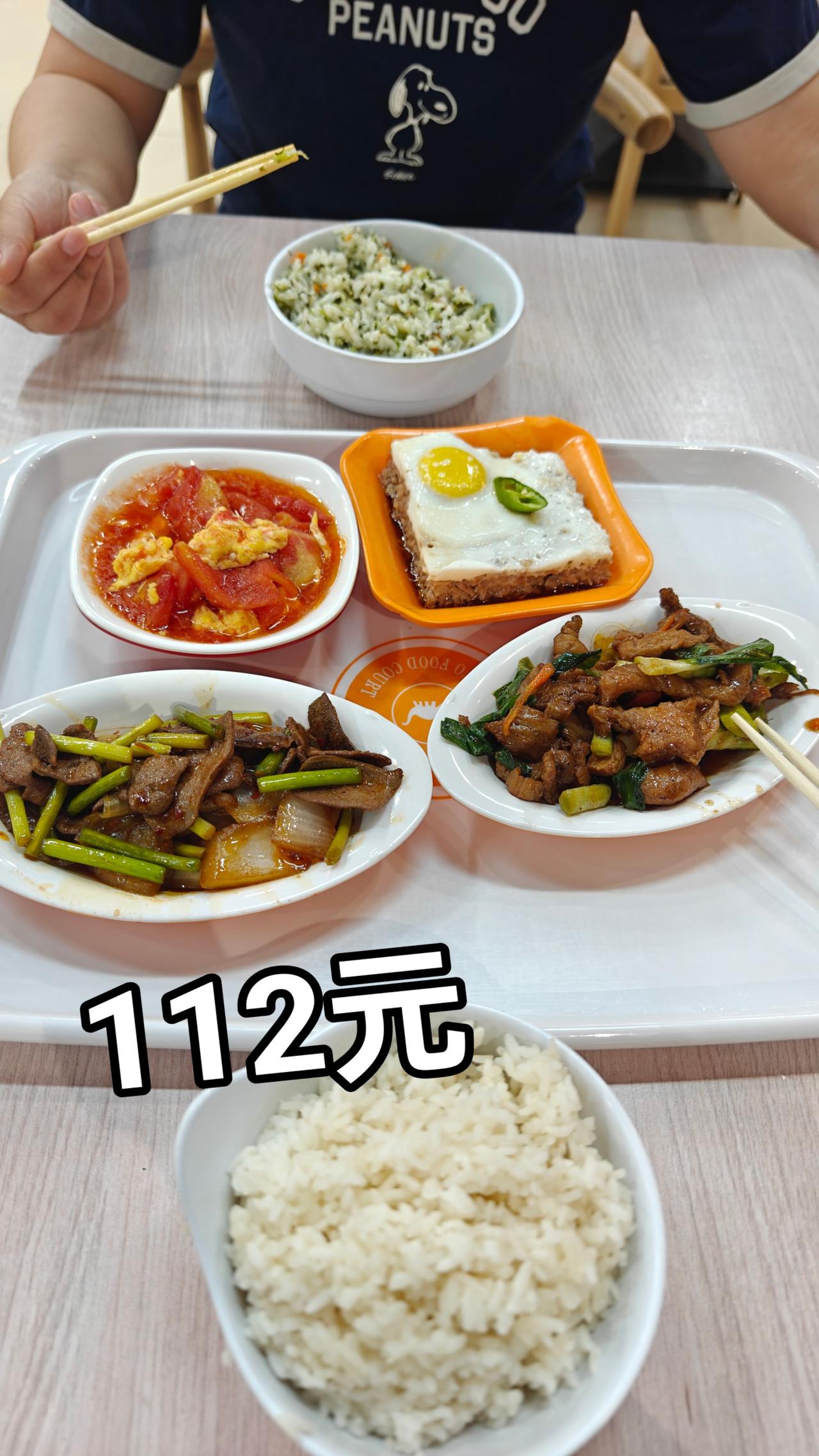 一开始没看价格，我以为这四个菜两个饭，8,90元差不多了，毕竟都是小小份的，一结