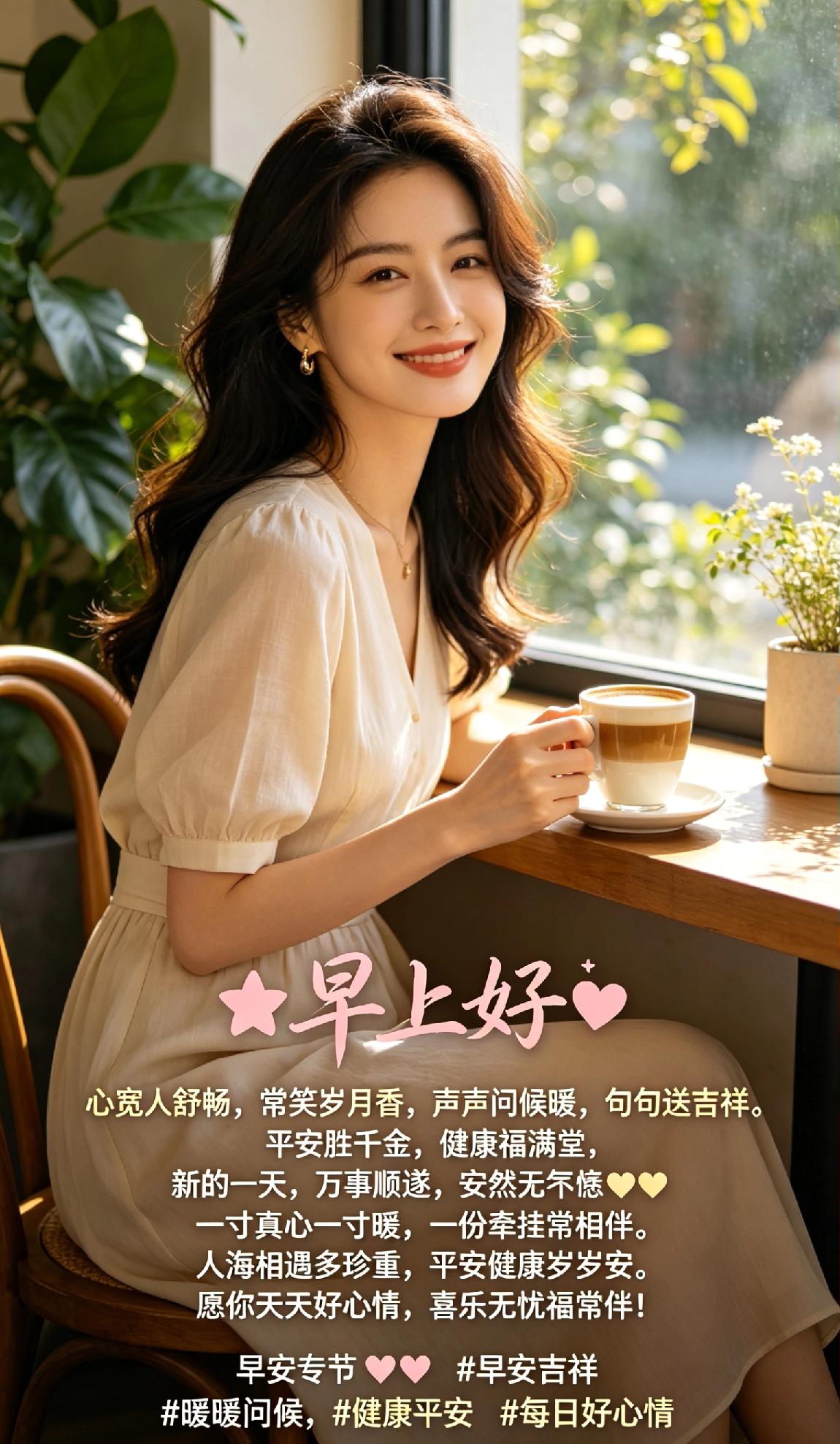 🌸早上好🌸心宽人舒畅，常笑岁月香，声声问候暖，句句送吉祥。平安胜千金，
