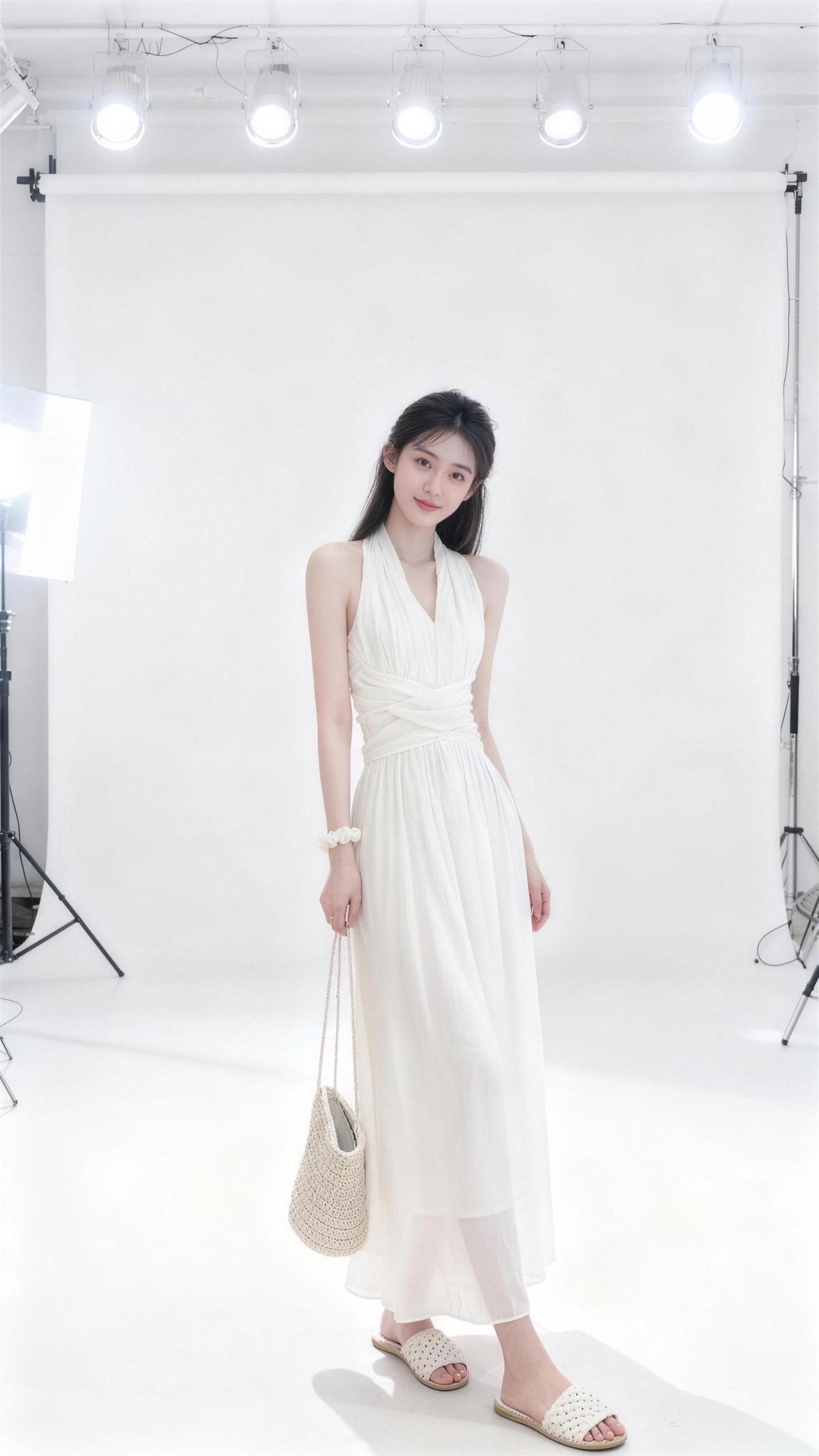 纯欲白色初恋裙必须好看白色仙女长裙连衣裙清冷白月光穿搭温柔白色连衣裙白裙心
