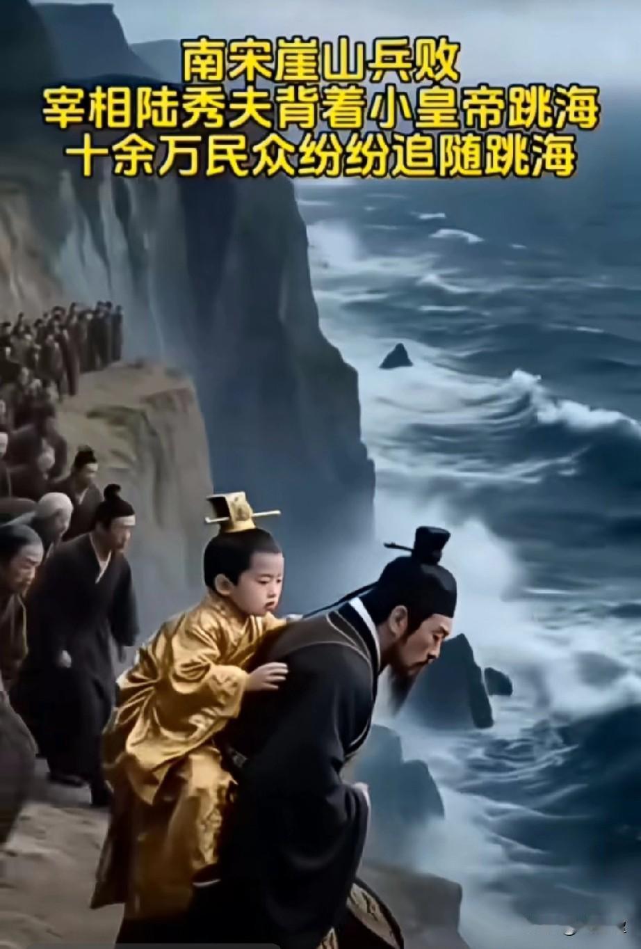 汉人悲歌！南宋崖山兵败，宰相陆秀夫背着小皇帝跳海，十余万民众纷纷追随跳海