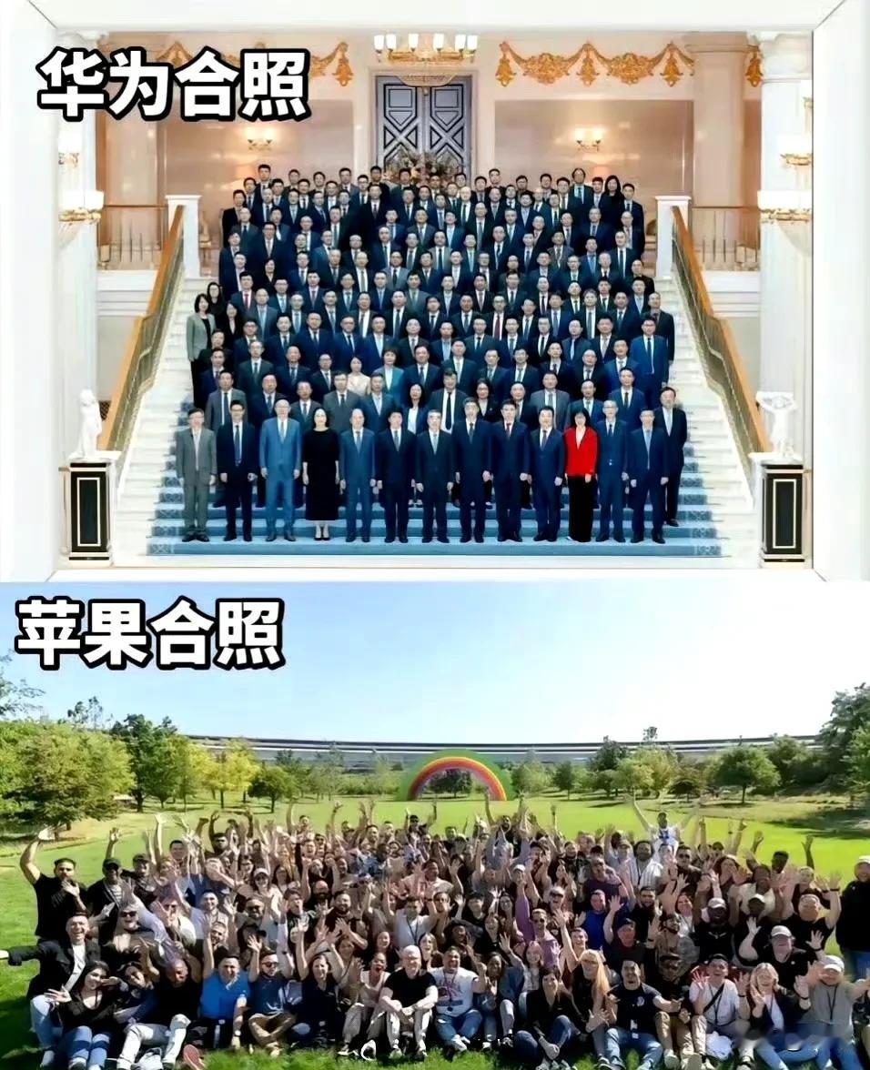 没有可比性！中西文化不同，中国讲究论资排辈，合影也不例外，谁站中间谁站边上都有讲