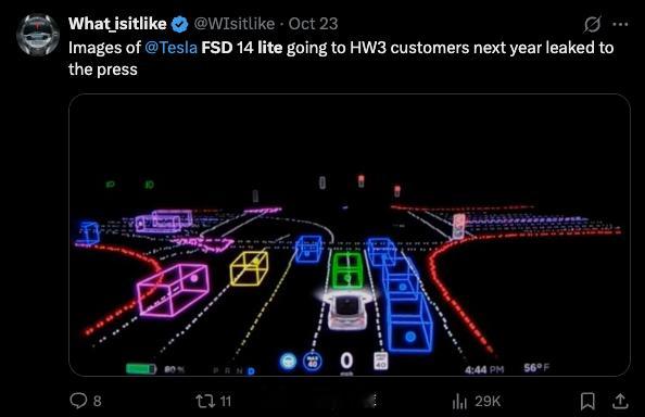 特斯拉FSDv14并不是HW4硬件独占。目前特斯拉已经确认将在202