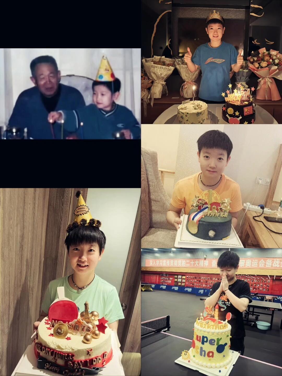 孙颖莎从小的生日照，一看家庭就不一般！莎莎和爷爷在一起的合照很幸福，更多是温馨