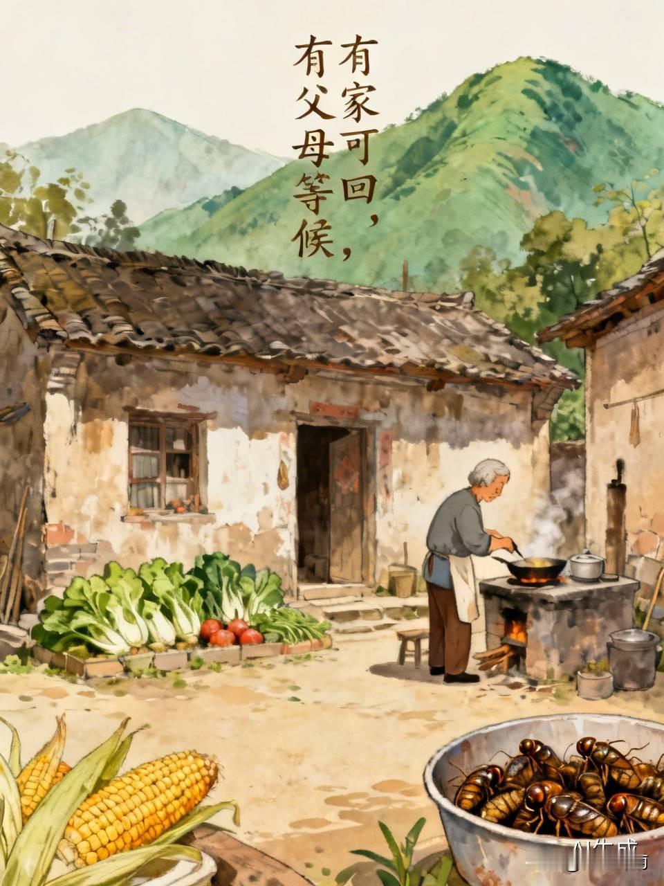 有家可回，有父母等候昨天天气格外闷热，母亲看见我们回来，就慢慢地从屋里迎出来