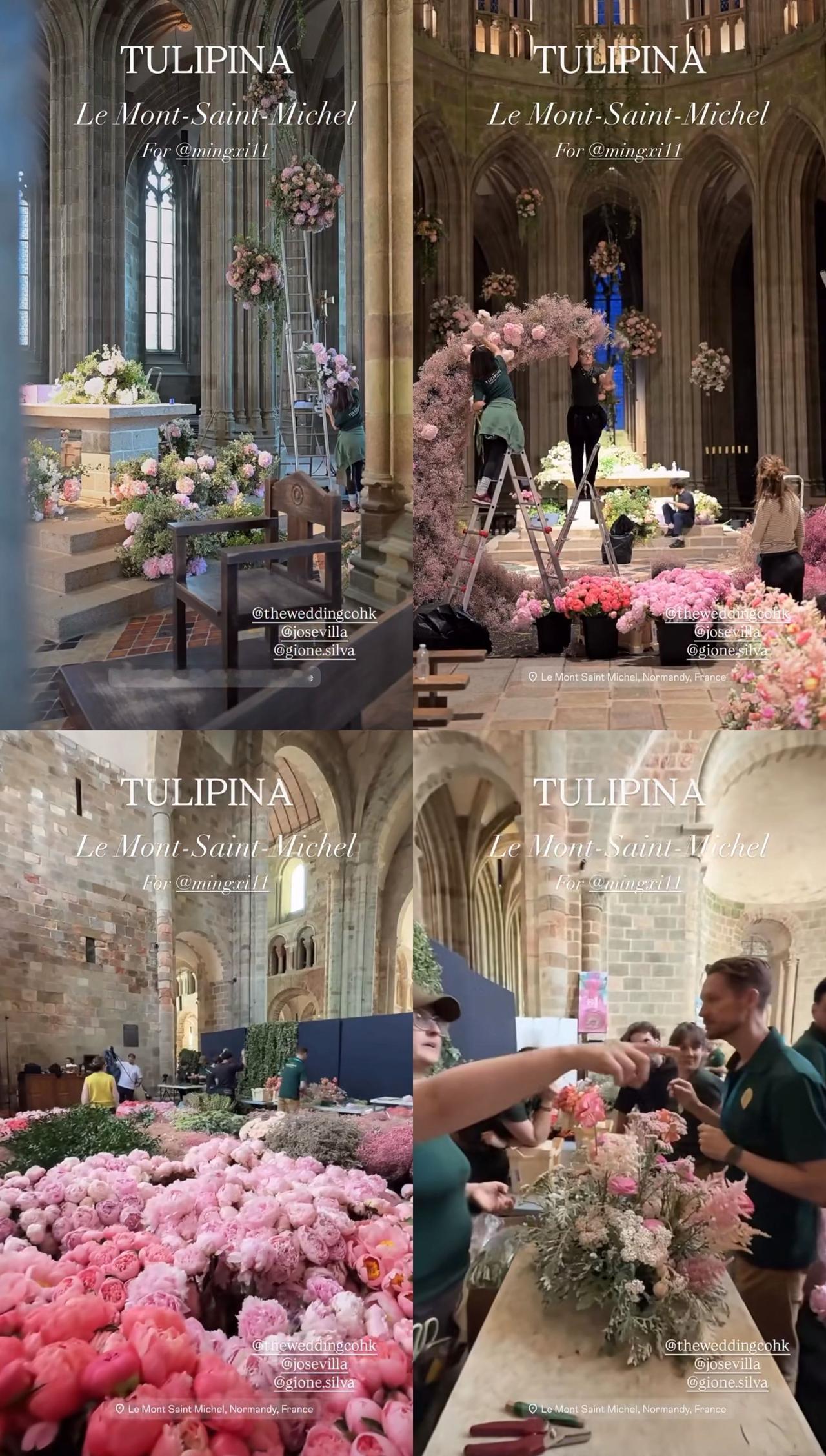 奚梦瑶何猷君婚礼内场花艺视频曝光：这下再也没人说何猷君的审美土了！世界古迹圣米