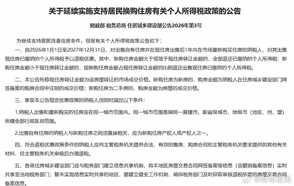 房地产重大利好来了，明天房地产板块稳了政策利好：就是在2026年和2027年卖了
