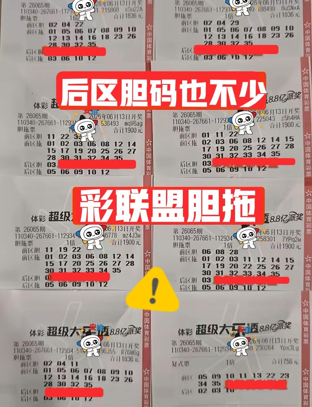 彩联盟的胆拖大票又来了，这一期这些胆拖大票，把后区03作为独胆，那就不要怪谁了，