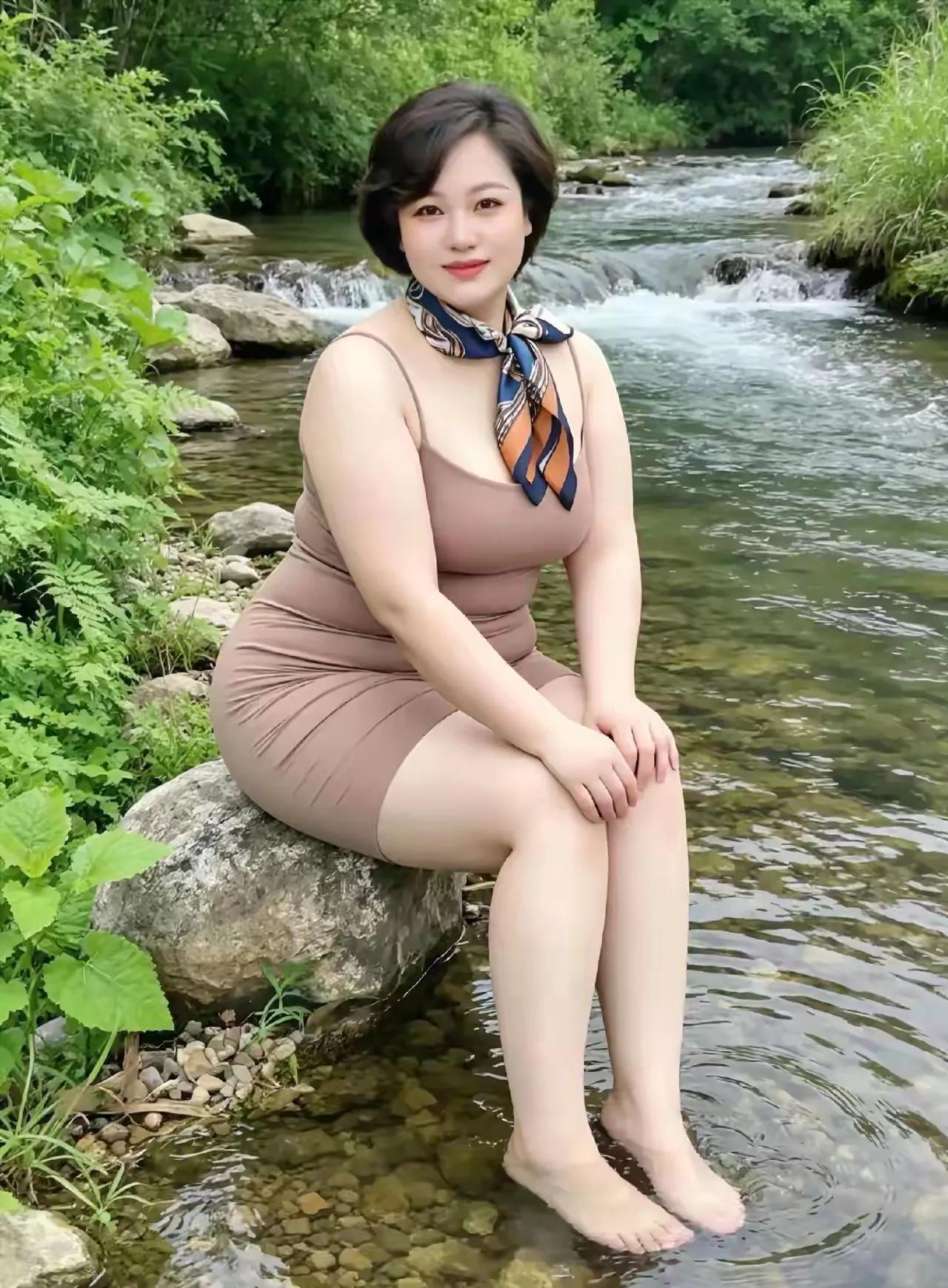 朋友们，看图片中的女人，慈眉善目，眼神温和，像春日阳光。她的嘴角自然上扬，一看不