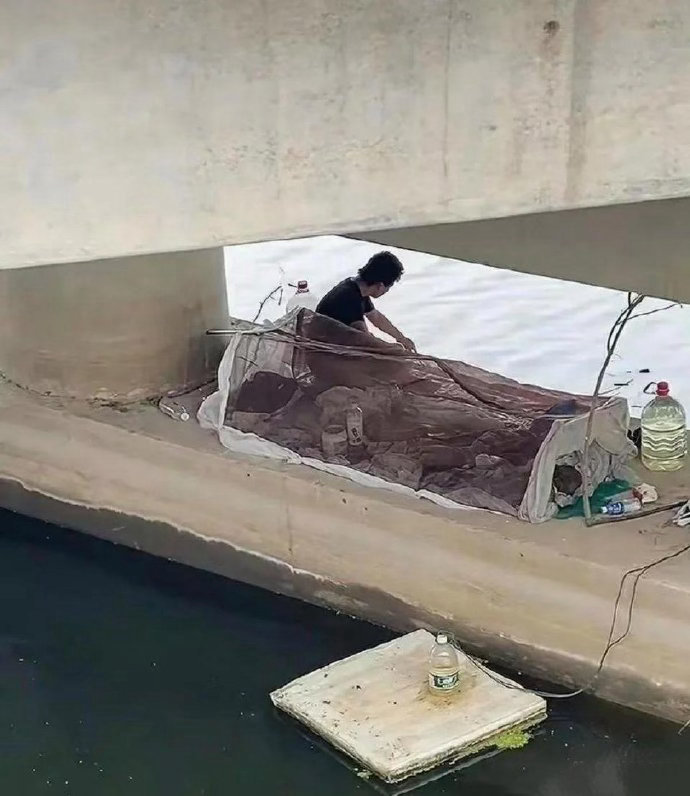第一眼，流浪汉。不对，原来是钓鱼佬啊那没事了
