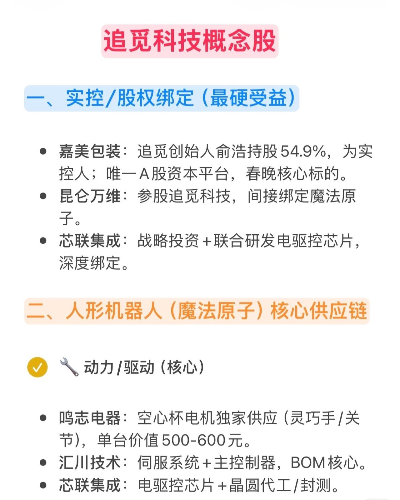 追觅科技概念股主要分为四类：一、实控/股权绑定：嘉美包装（俞浩持股54.9%