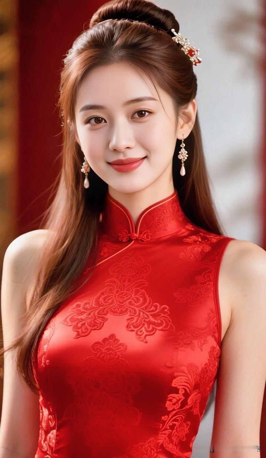 【现代散文诗·红韵】一袭红裳，织就东方锦绣，盘发轻挽，珠钗点染温柔。