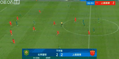 张玉宁这场比赛没进球运啊。对阵上海海港的比赛，北京国安队的球员张玉宁上半场一个