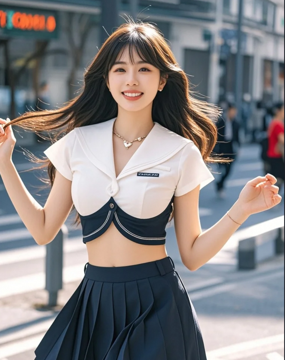 JK小姐姐的迷人姿态，让人心动不已