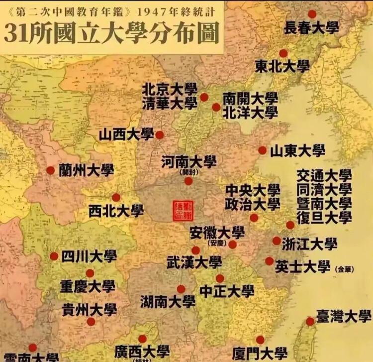 1947年的31所国立大学，如今没有发展壮大，甚至连211大学都不是的有山西大学
