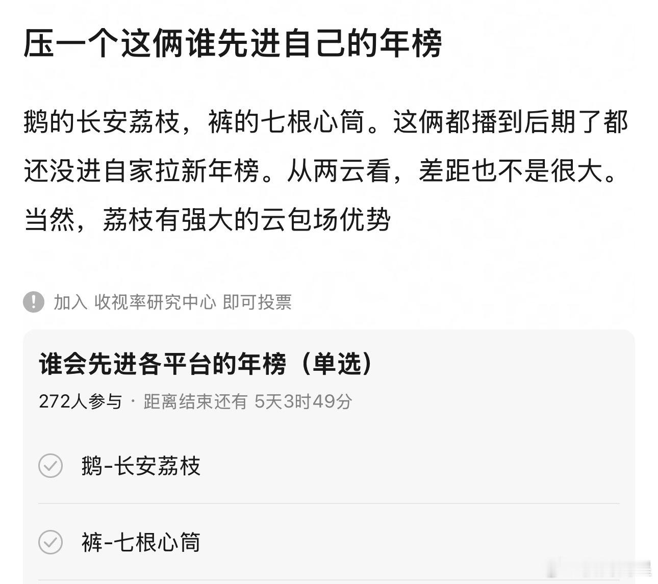 看到一个帖子，说《七根心简》什么时候进优酷的年榜，播放量好了起来但拉新一直不给力
