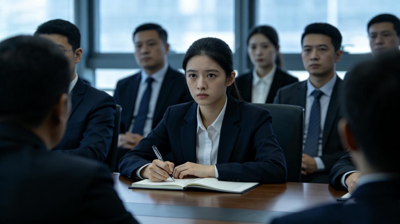 新来的行政小姑娘，第一次做会议记录，紧张得手都在抖。三个小时的会，她记了整整八