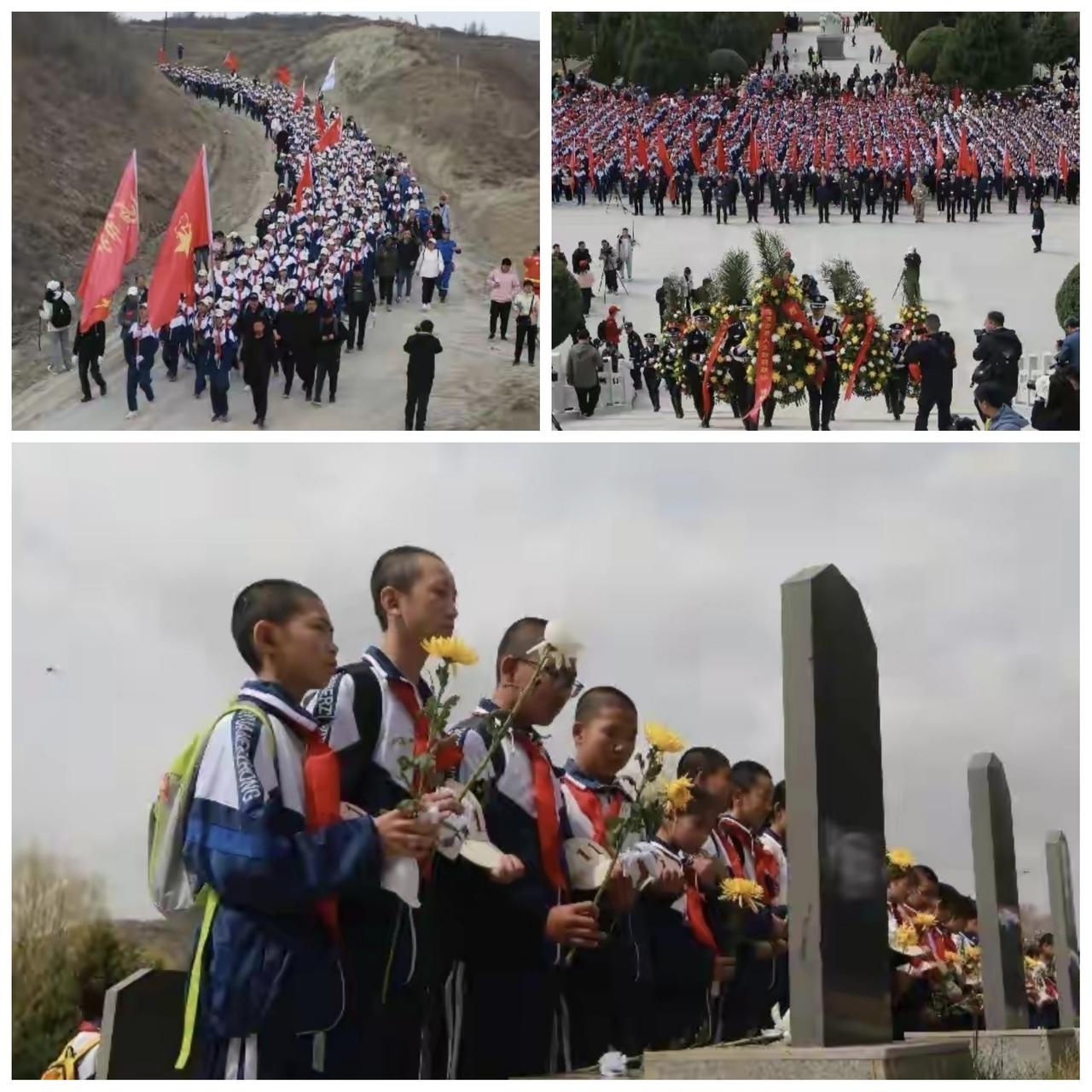 ✨固原的师生走了54公里祭扫烈士墓✨☑️首先，这种精神值得点赞!学生们非常