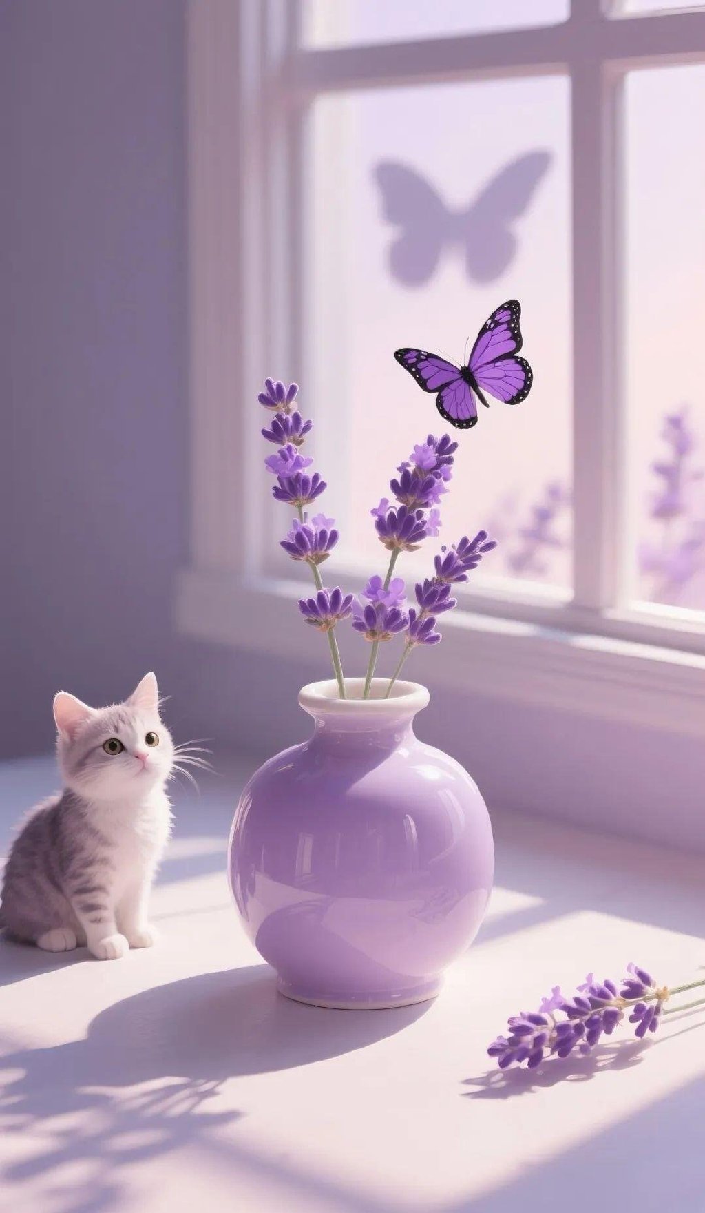 超治愈插画紫色壁纸，高贵中透着宁静。