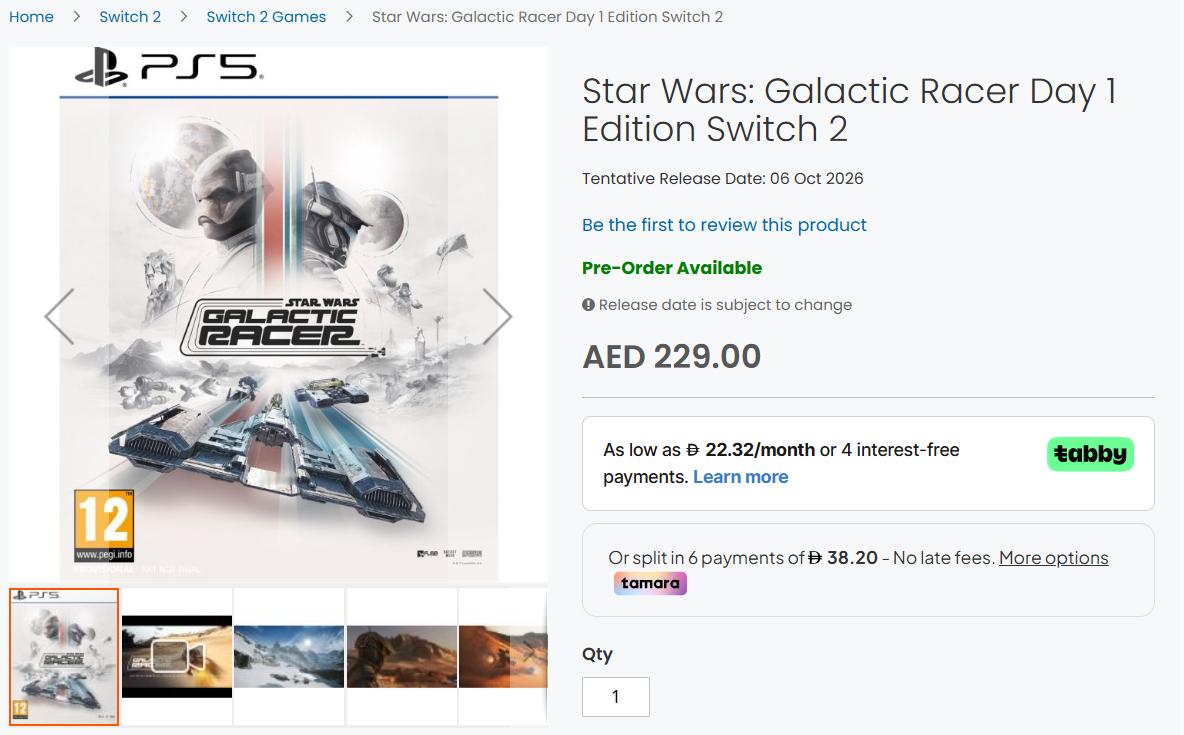 【《星球大战：银河赛车手》或将登陆Switch2？】中东大型游戏经销商Geeka