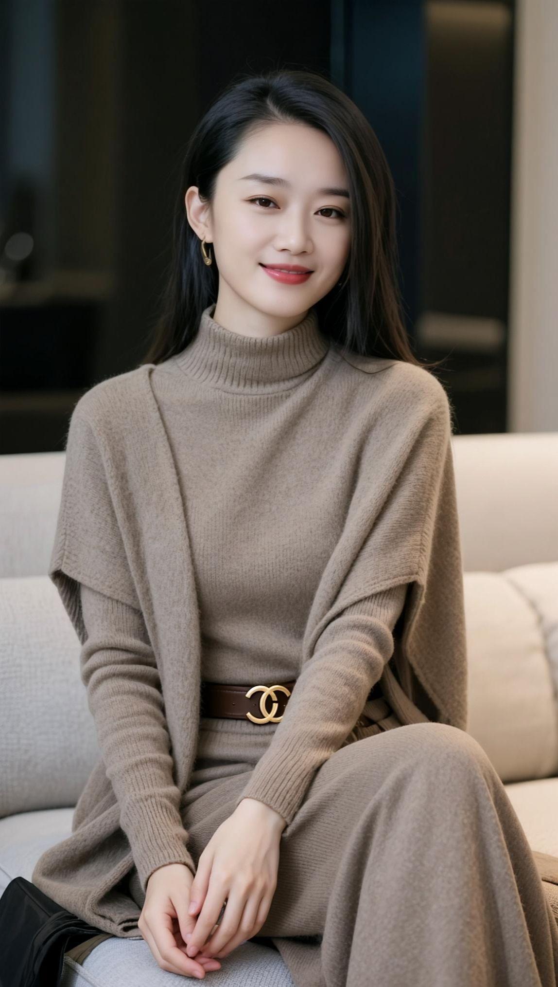 AI低饱和生活照穿搭气质女神