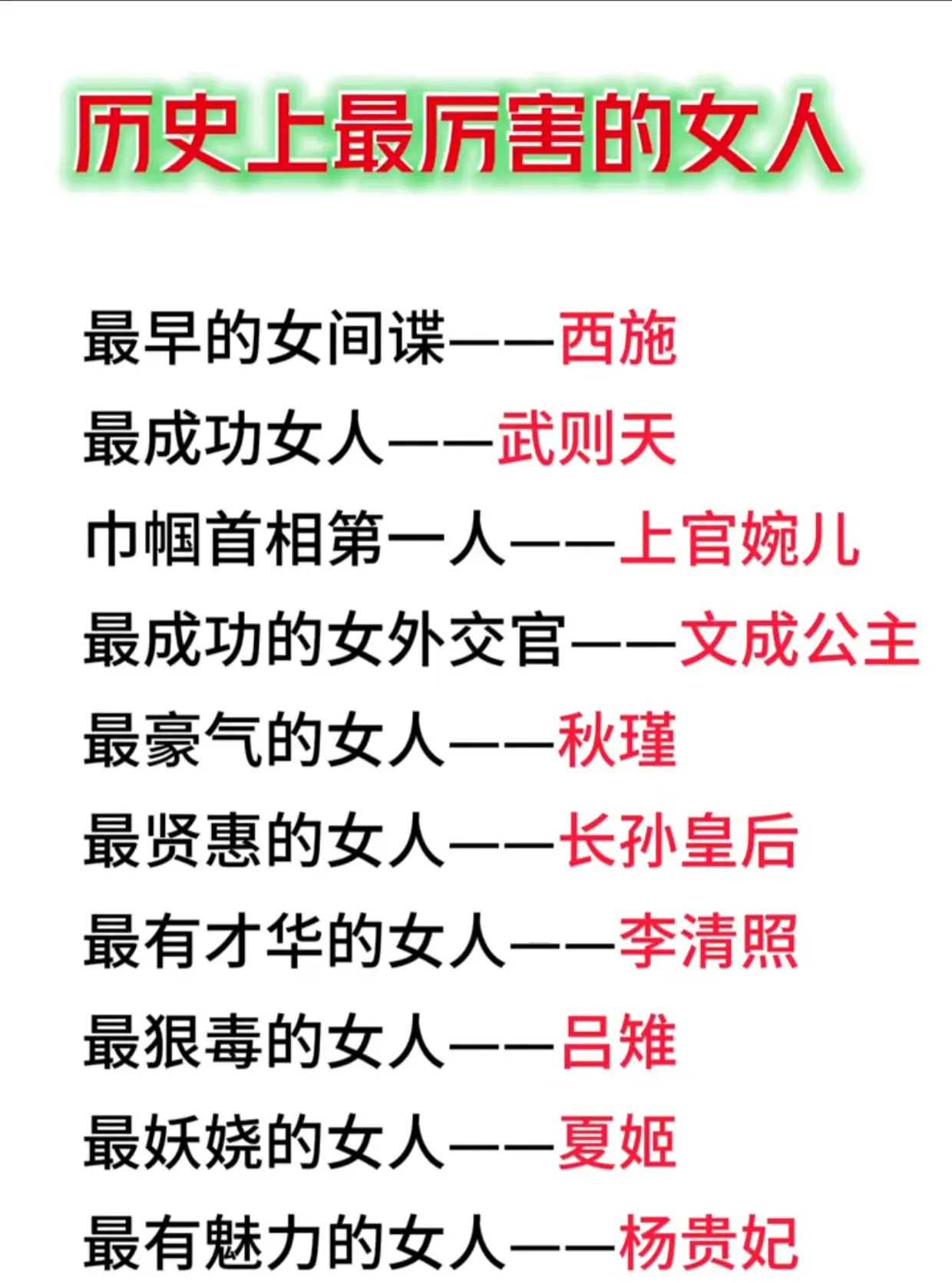 历史上最厉害的女人盘点