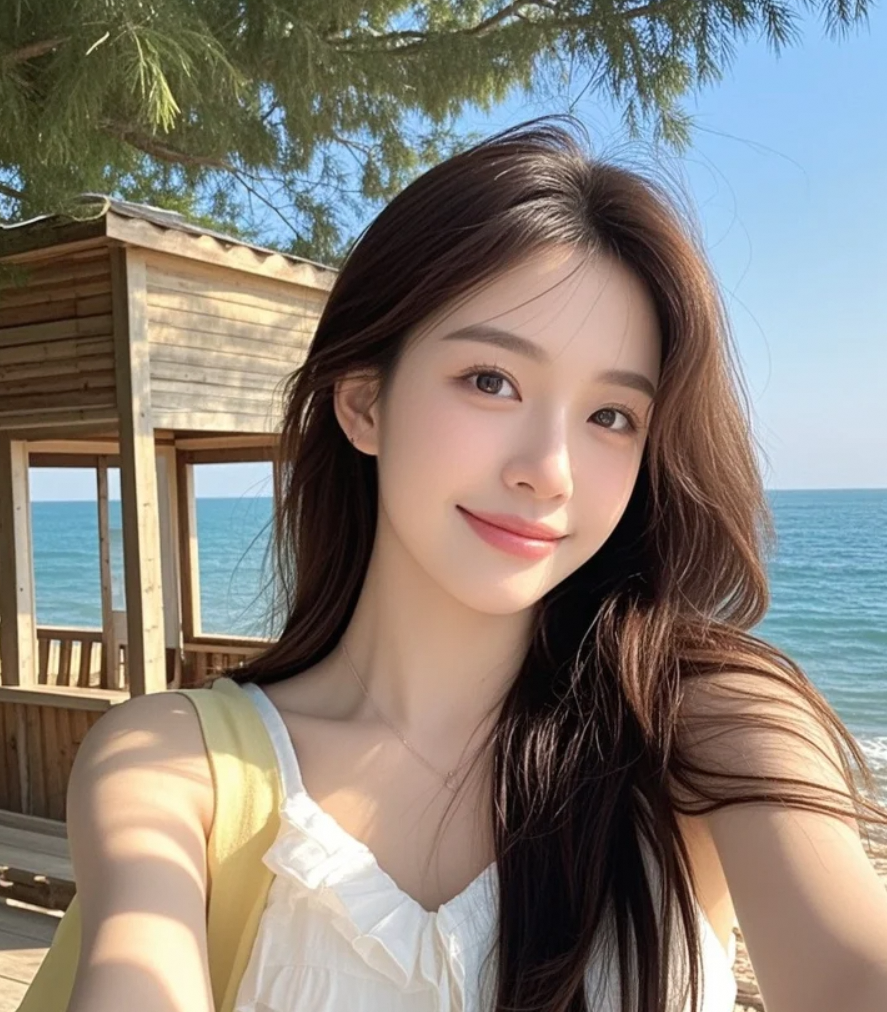 海风知道我美，所以一直吹我头发。