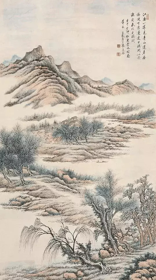 张石园山水，张石园（1898—1959）又名入玄，字克龢，一字蔼如，又号麻石翁，