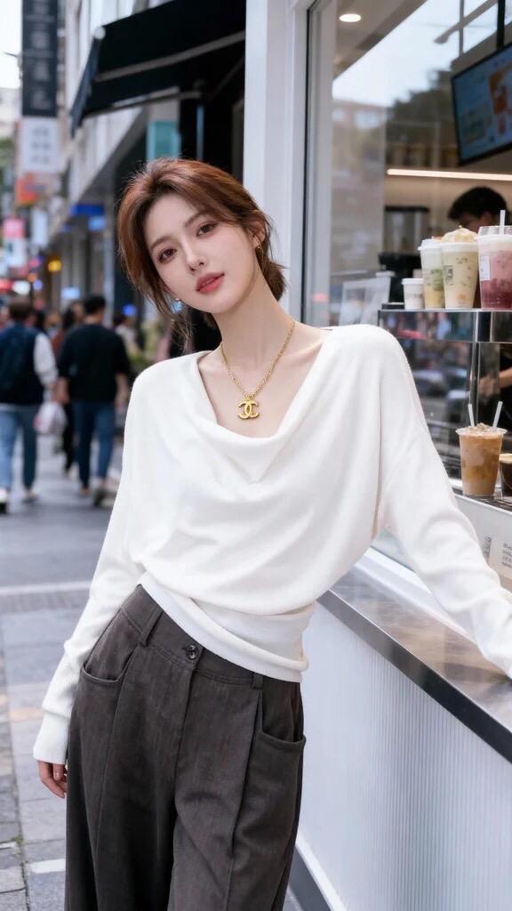 自由感拍照温柔穿搭出片打底衫搭配气质女人