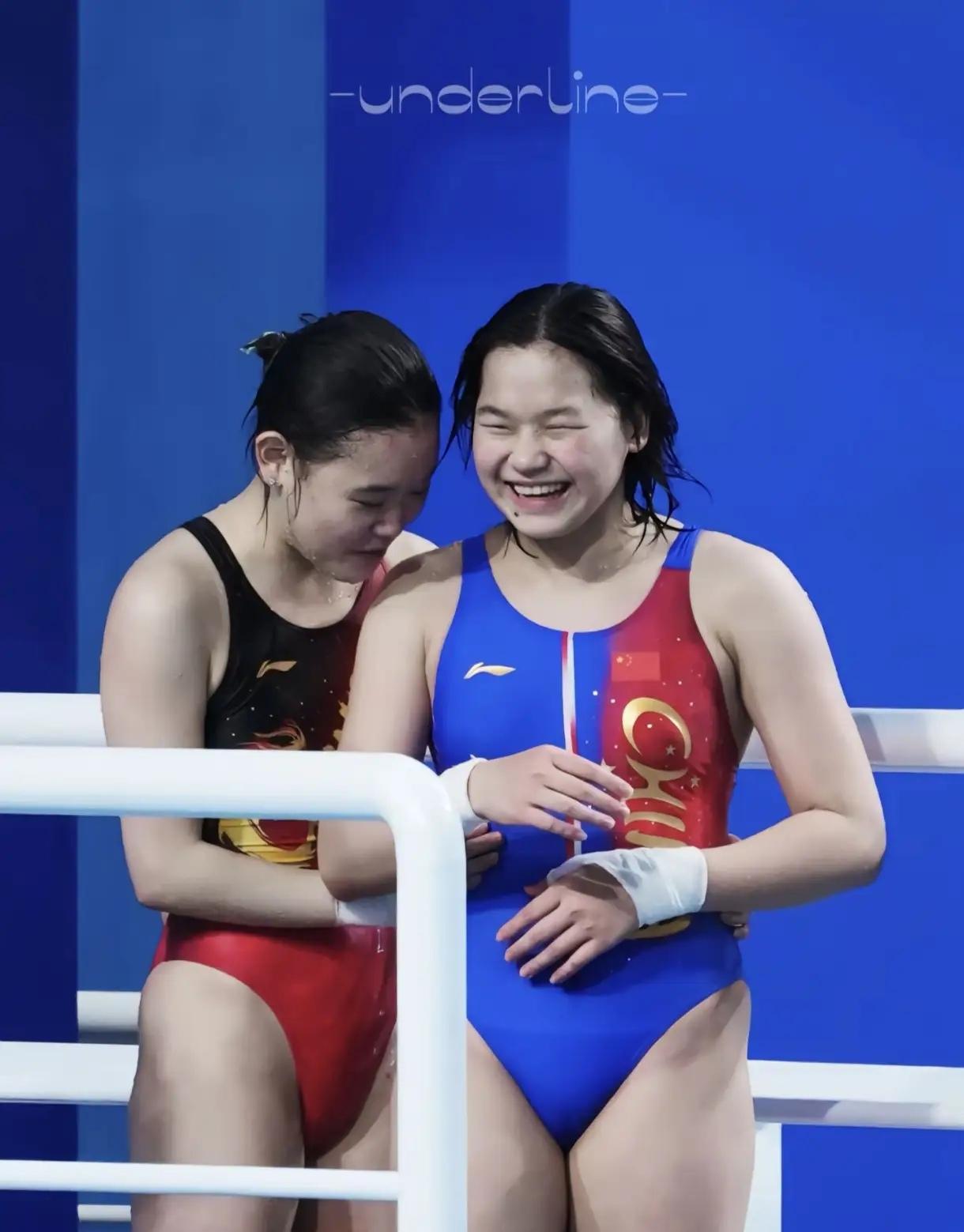 全运会女双10米台决赛，二人又碰面了。全红婵虽然现在看着确实比以前是壮实了不少，