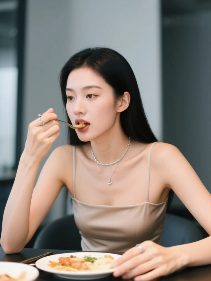 “小姐姐与美食邂逅，开启一场舌尖上的诗意时光”
