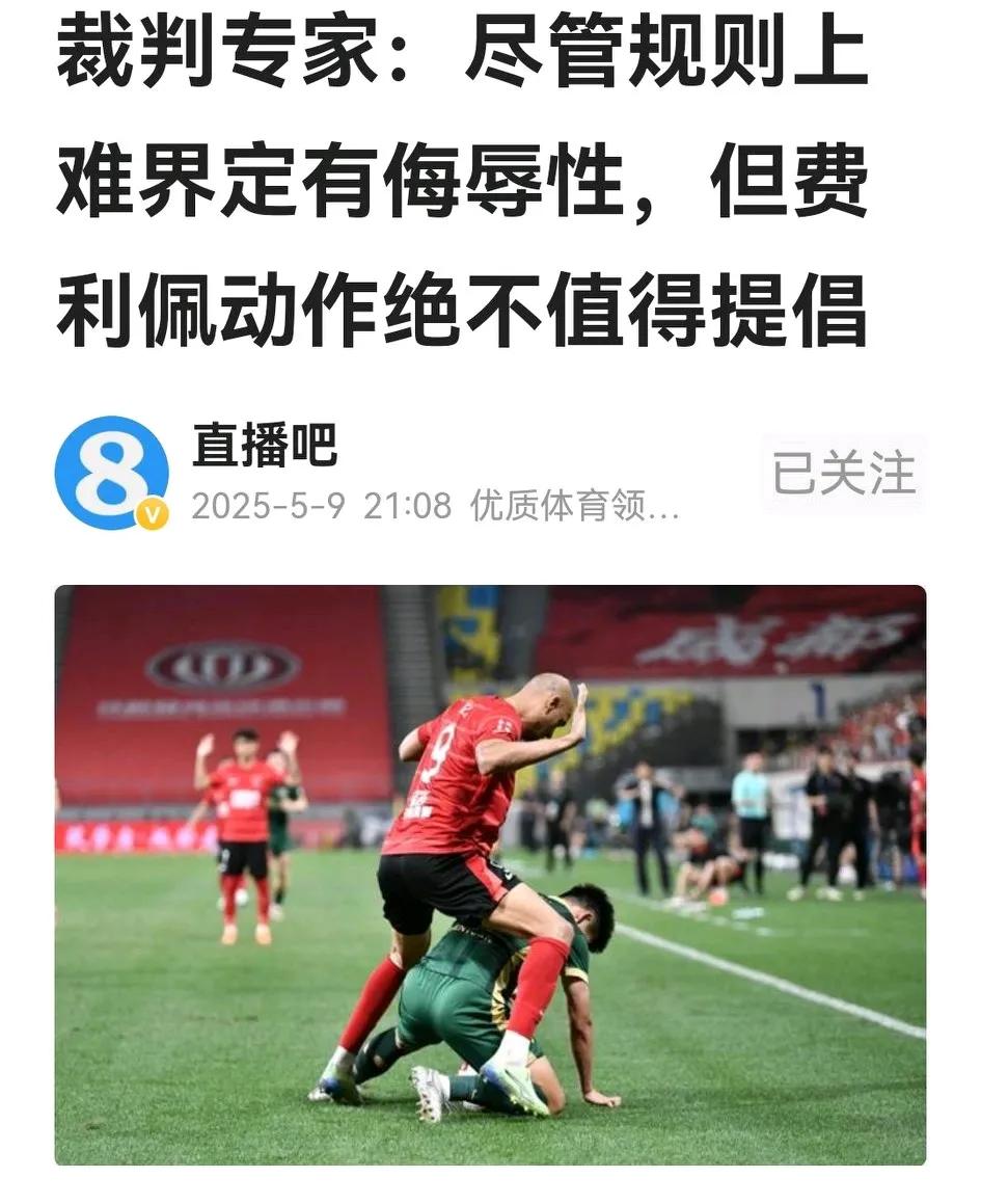 在所谓的“费利佩事件”争论不休之际，终于有裁判专家出来说话，但没想到一出声就让惊