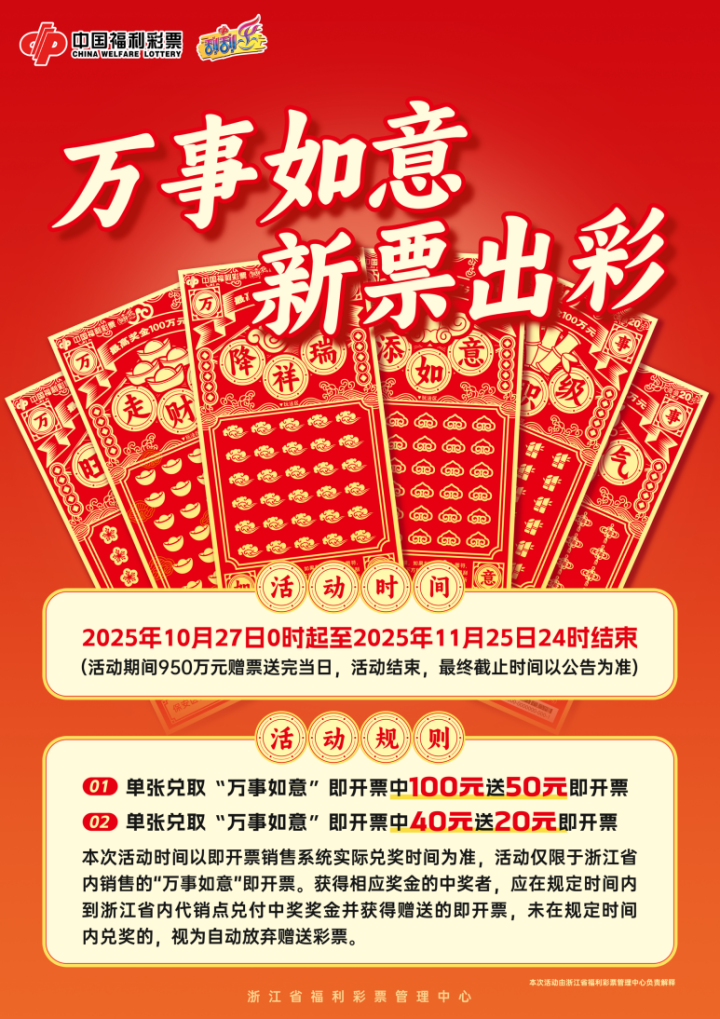 “万事如意”新票上市! 950万元赠票大放送