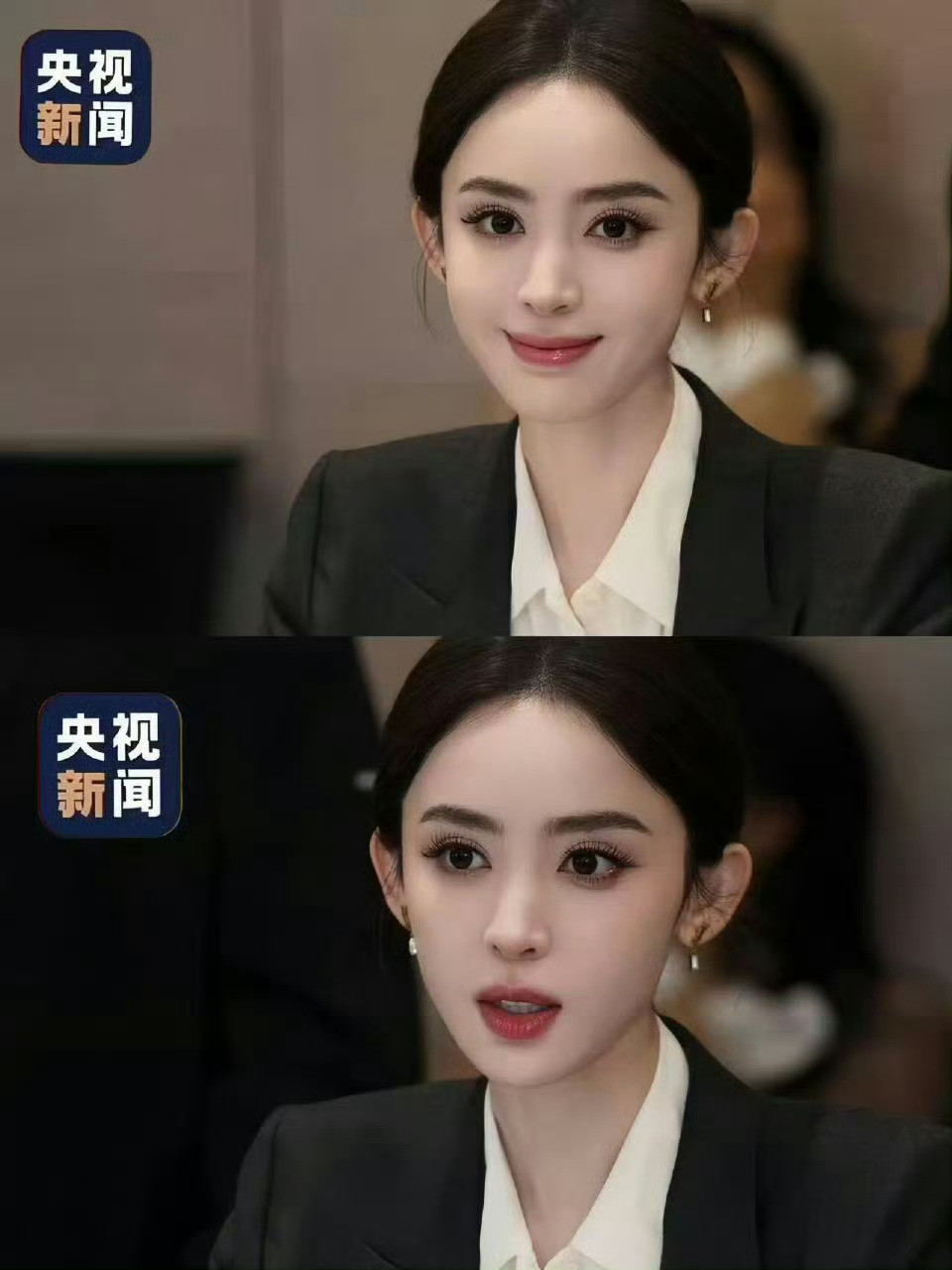 谁敢认这是娜扎于正今天晒出和古力娜扎的聚餐合照，结果因为美颜开得太大，把"浓颜天