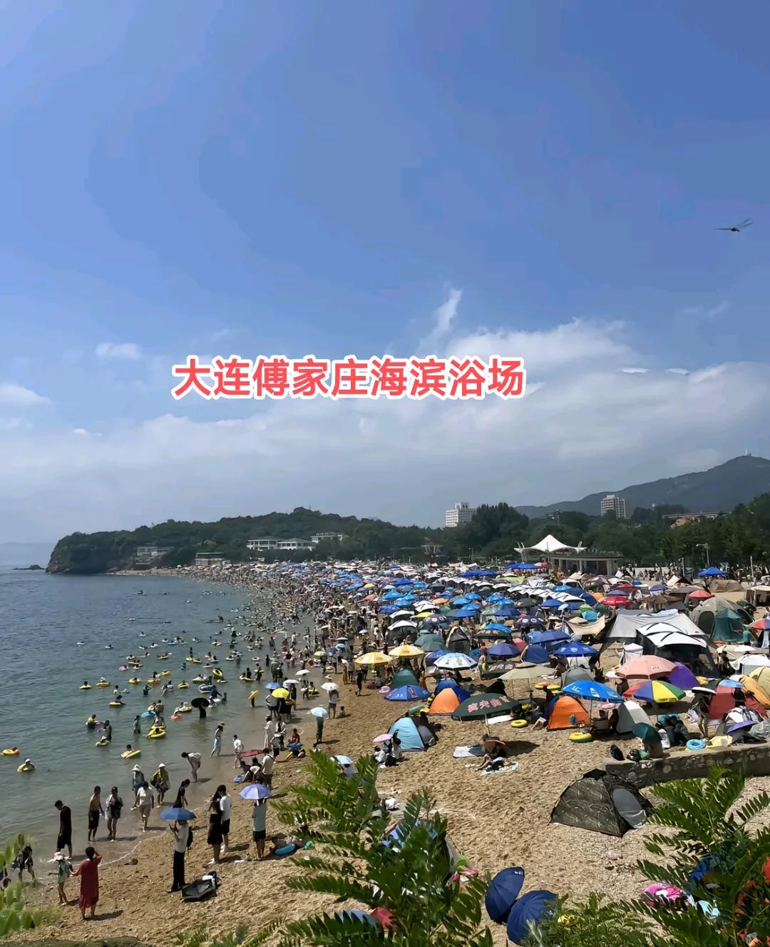 说起来也奇怪。外省游客到青岛可以轻而易举的找到有沙滩的海水浴场，可是在大连外省游