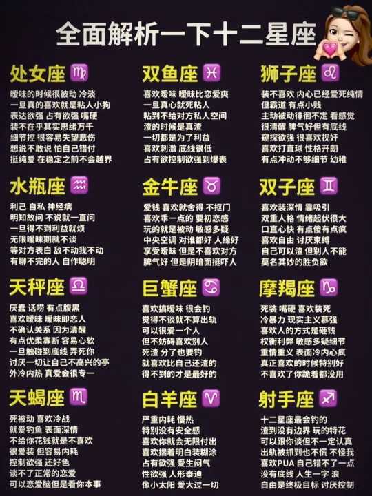 全面解析一下十二星座