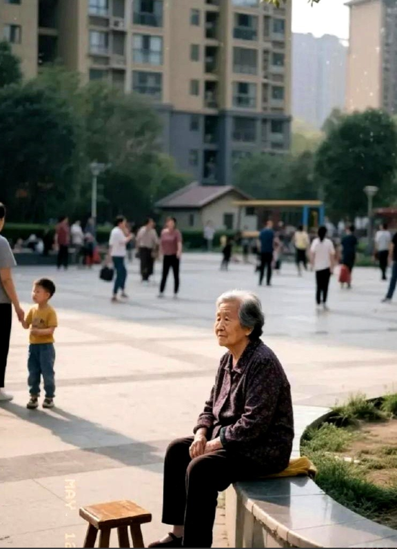 小区有个老太太，怕在家里儿媳嫌弃。只要不刮风下雨，就在楼下的广场里待着，后来
