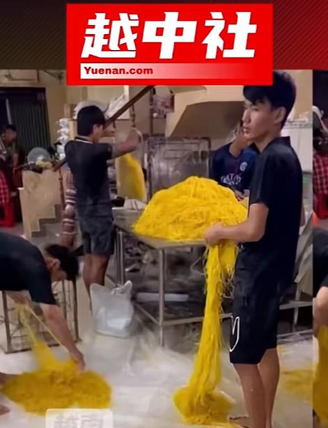 越南黑作坊在面条里面添加硼砂和水玻璃等违禁品，2800吨问题面条流入市场，这个黑