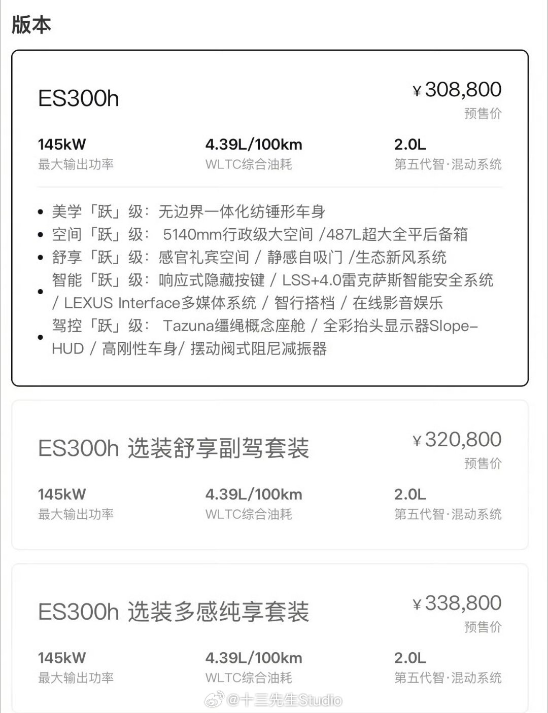 新ES300h预售价格30.88万起....30万如今能买到什么中大型轿车：插混