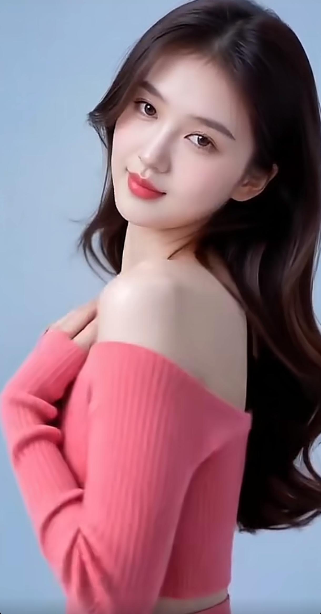 温柔甜美的粉色毛衣，搭配自然妆容，尽显少女心！💕✨分享手机里的随手拍温柔粉色