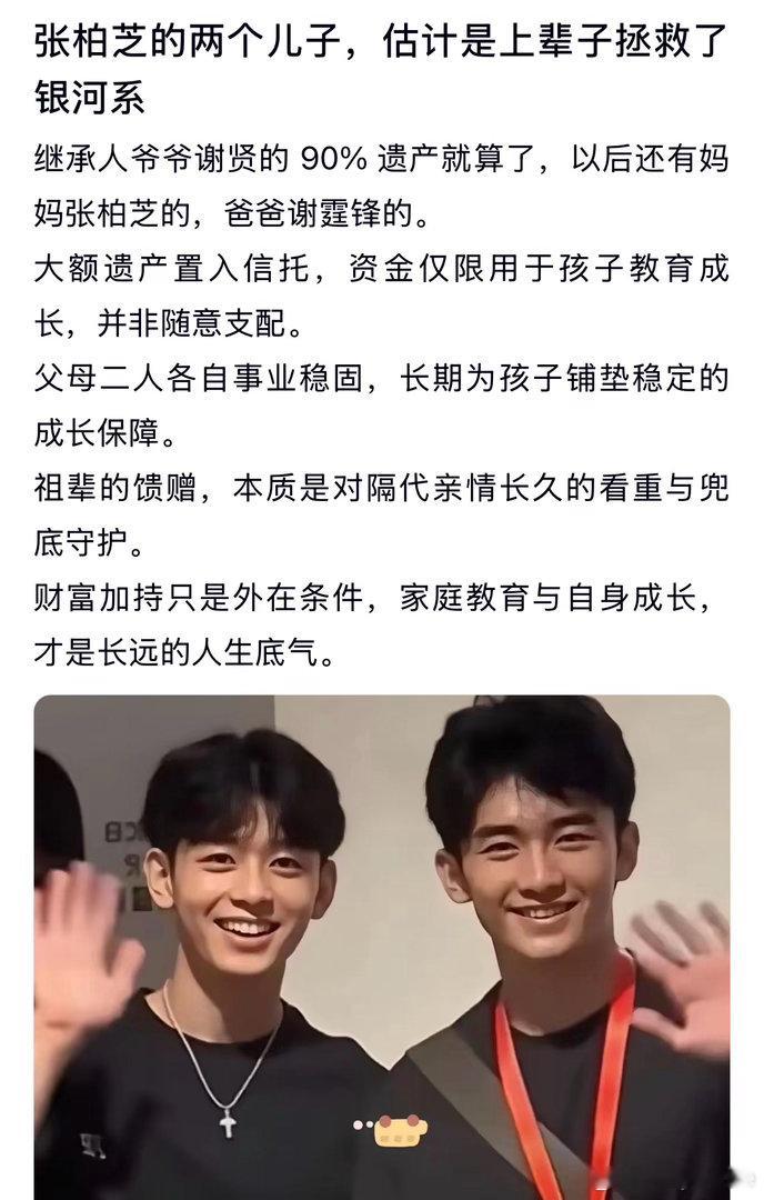张柏芝的两个儿子，估计是上辈子拯救了银河系吧