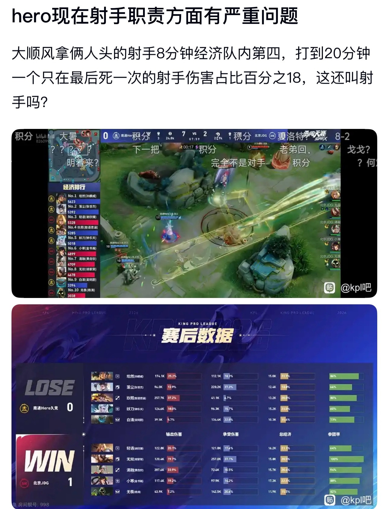 kpl如何评价hero现在射手妖刀职责方面有严重问题